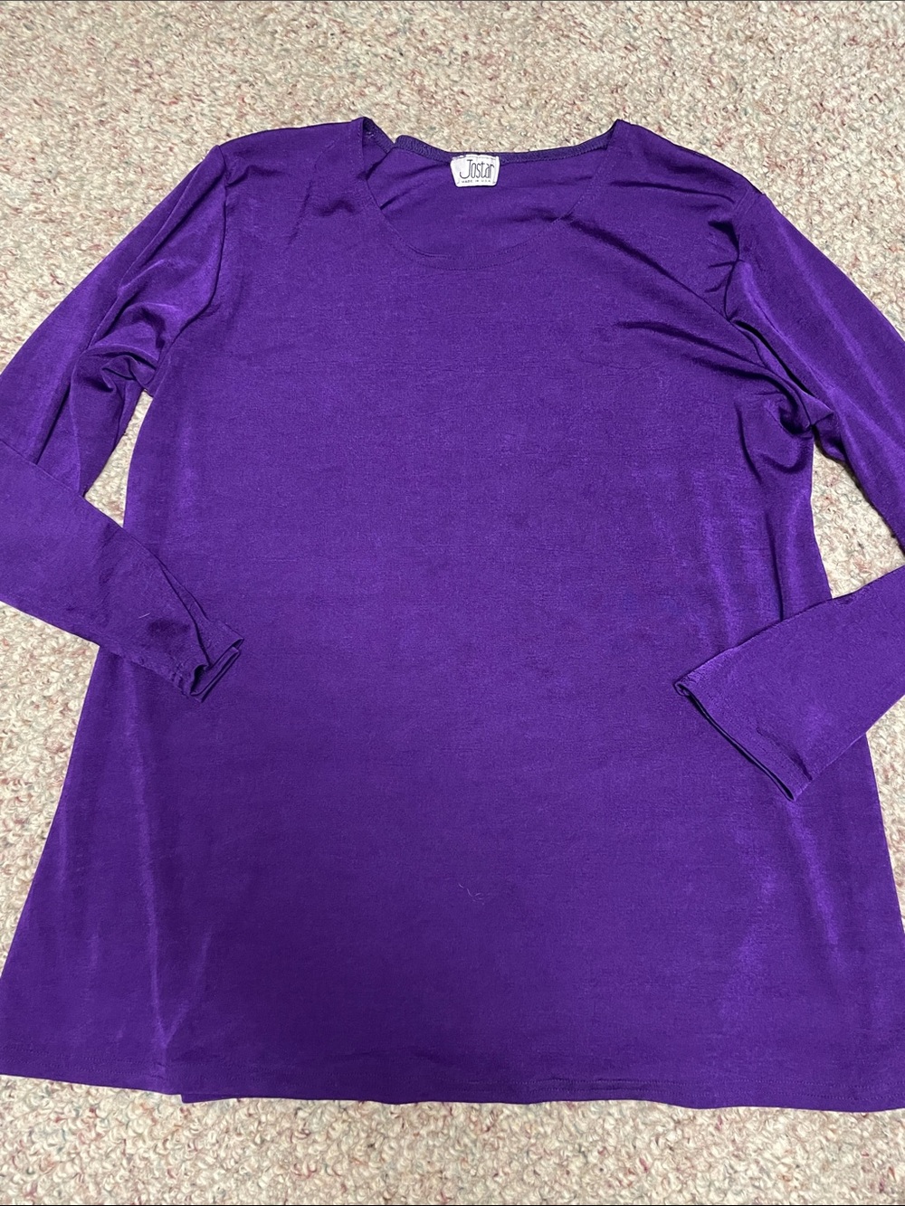 Vintage 90s Women's Purple Long Sleeve Crewneck stretchy Top
